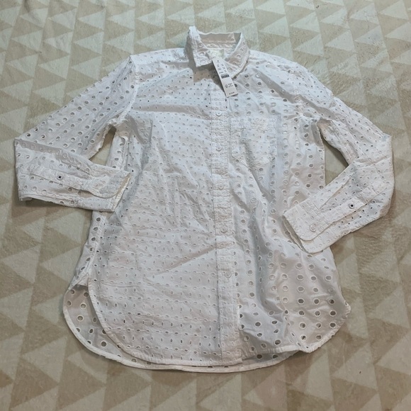 J crew classic fit shirt eyelet white 00 - Picture 2 of 6